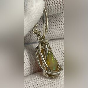 💙💜 Opal Sterling silver wrapped pendant